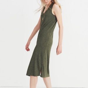 Madewell V-Neck Jersey Tank Dress Olive Green